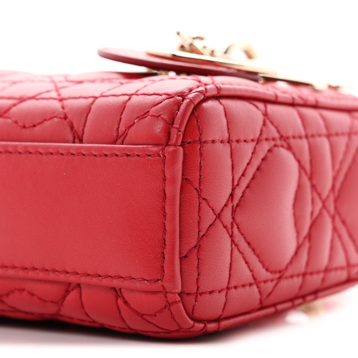 Lambskin Cannage Dioramour Micro Lady D-Joy Red wholesalehk.shop