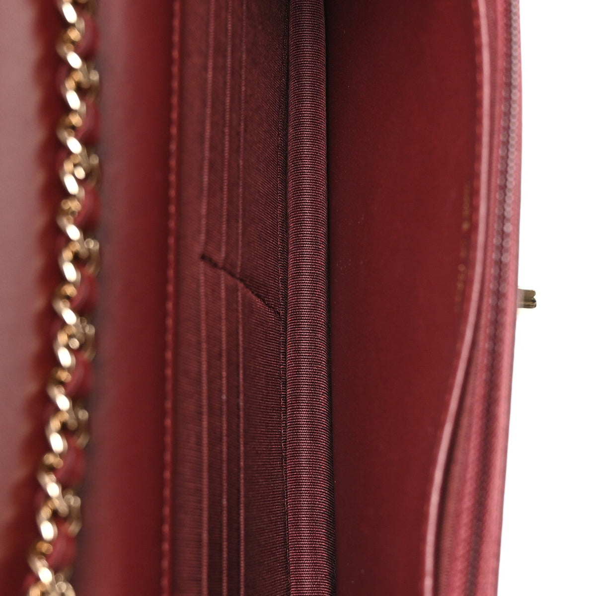 Lambskin Quilted Trendy CC Wallet On Chain WOC Burgundy wholesalehk.shop