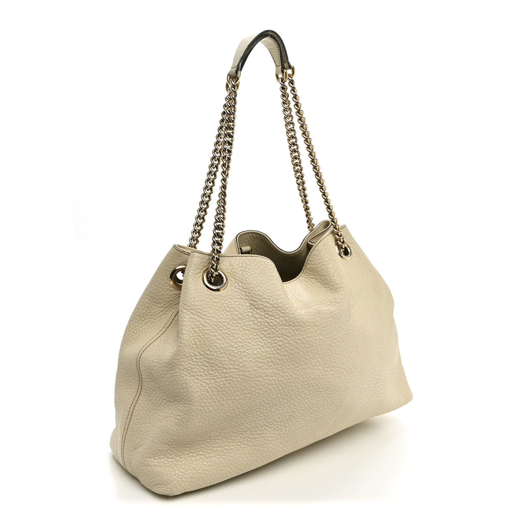 Pebbled Calfskin Medium Soho Chain Shoulder Bag Off White wholesalehk.shop