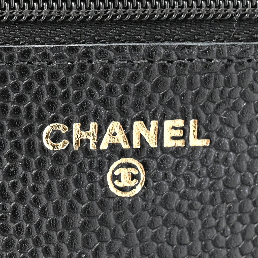 Caviar Quilted CC Turnlock Wallet On Chain WOC Black wholesalehk.shop