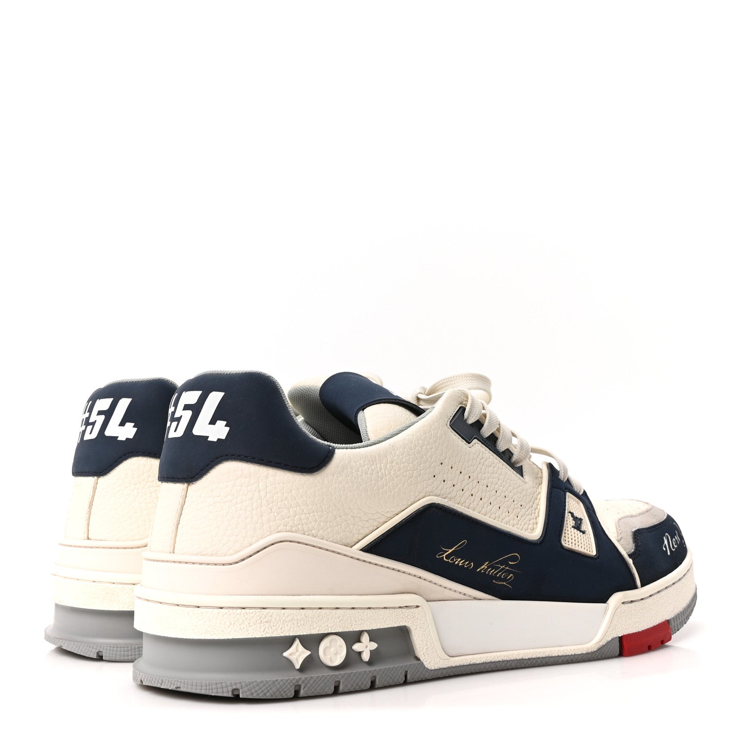 Calfskin Mens New York City of Dreams LV Trainer Maxi Sneakers 11 White Navy £¨ Direct shipment via from wholesalehk.shop