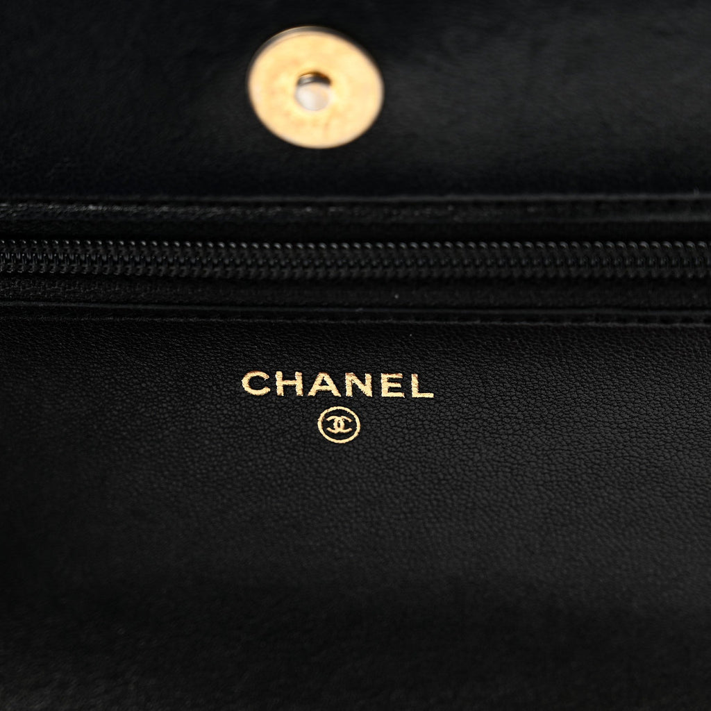Lambskin Quilted Chanel 19 Wallet On Chain WOC Black wholesalehk.shop