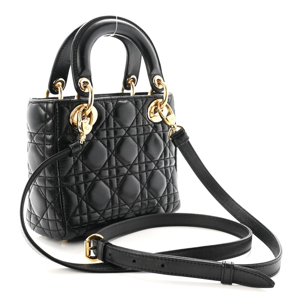 Lambskin Cannage Mini Lady Dior Black wholesalehk.shop