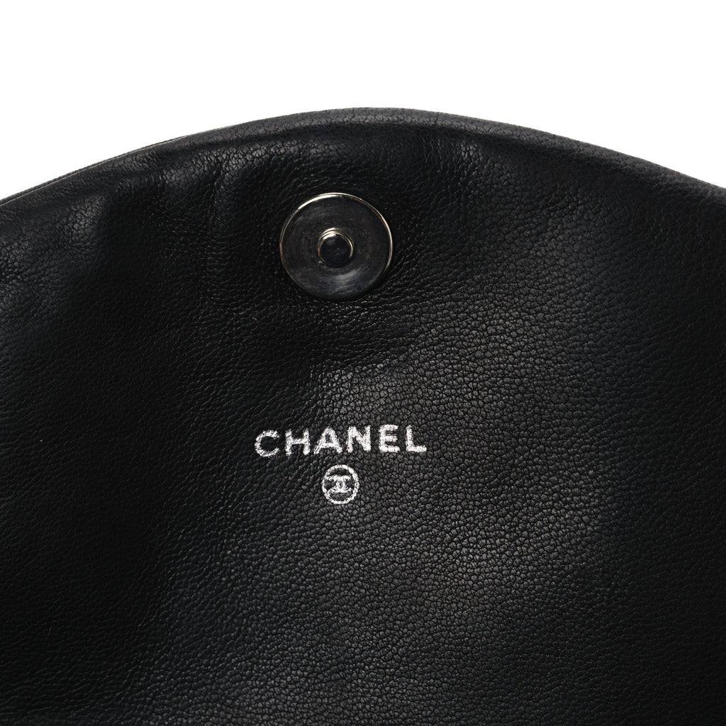 Lambskin Half Moon Wallet On Chain WOC Black wholesalehk.shop