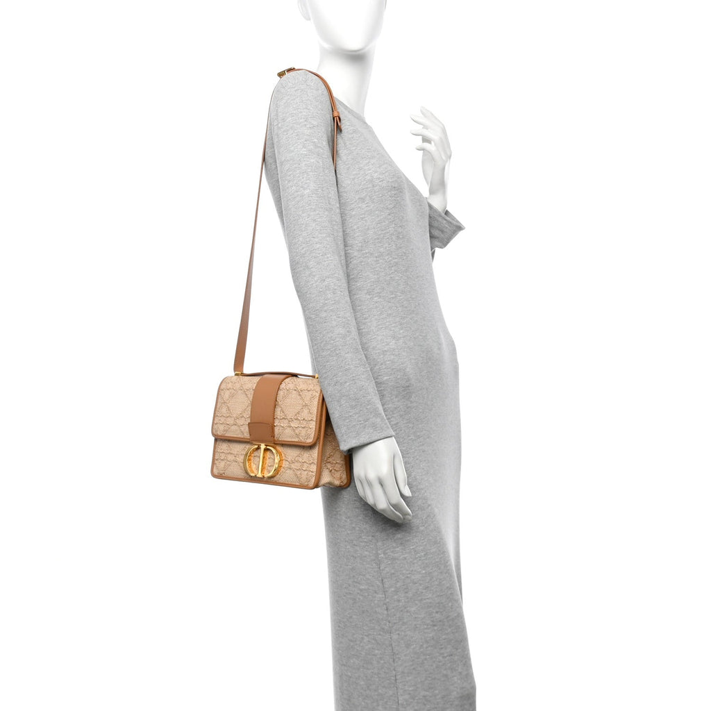 Raffia Calfskin 30 Montaigne Flap Bag Beige wholesalehk.shop