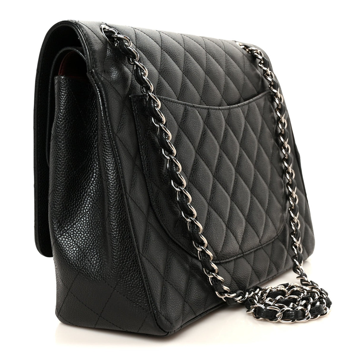 Caviar Quilted Maxi Double Flap Black wholesalehk.shop