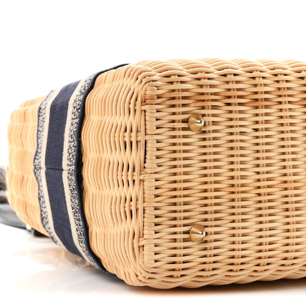 Wicker Oblique Medium Lady Dior Bag Blue wholesalehk.shop