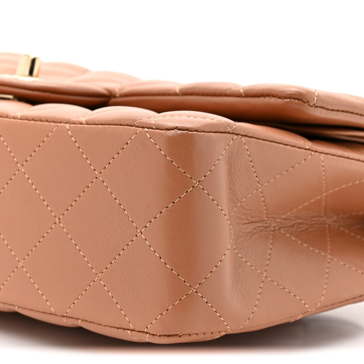 Lambskin Quilted Medium Double Flap Brown wholesalehk.shop