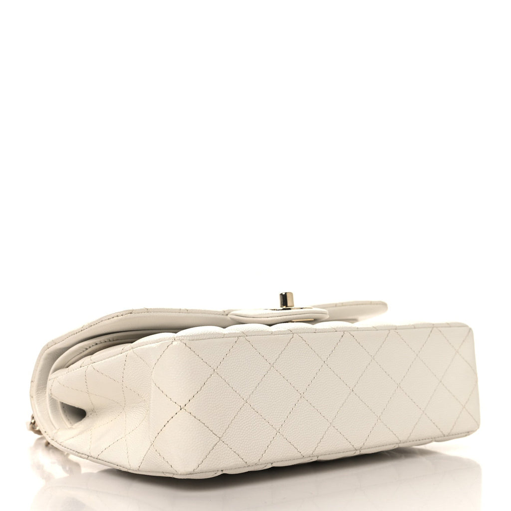 Caviar Quilted Small Double Flap White wholesalehk.shop