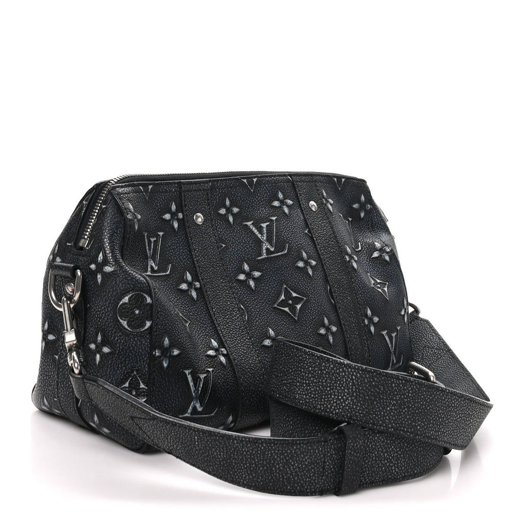Cowhide Faded Monogram City Keepall Charcoal wholesalehk.shop