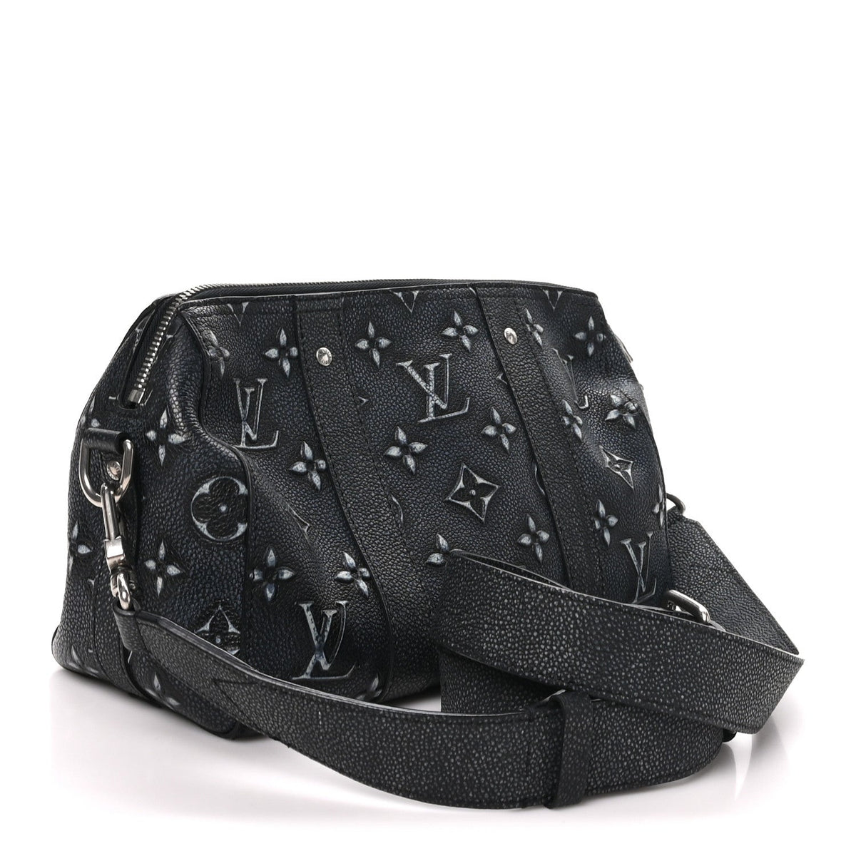 Cowhide Faded Monogram City Keepall Charcoal wholesalehk.shop