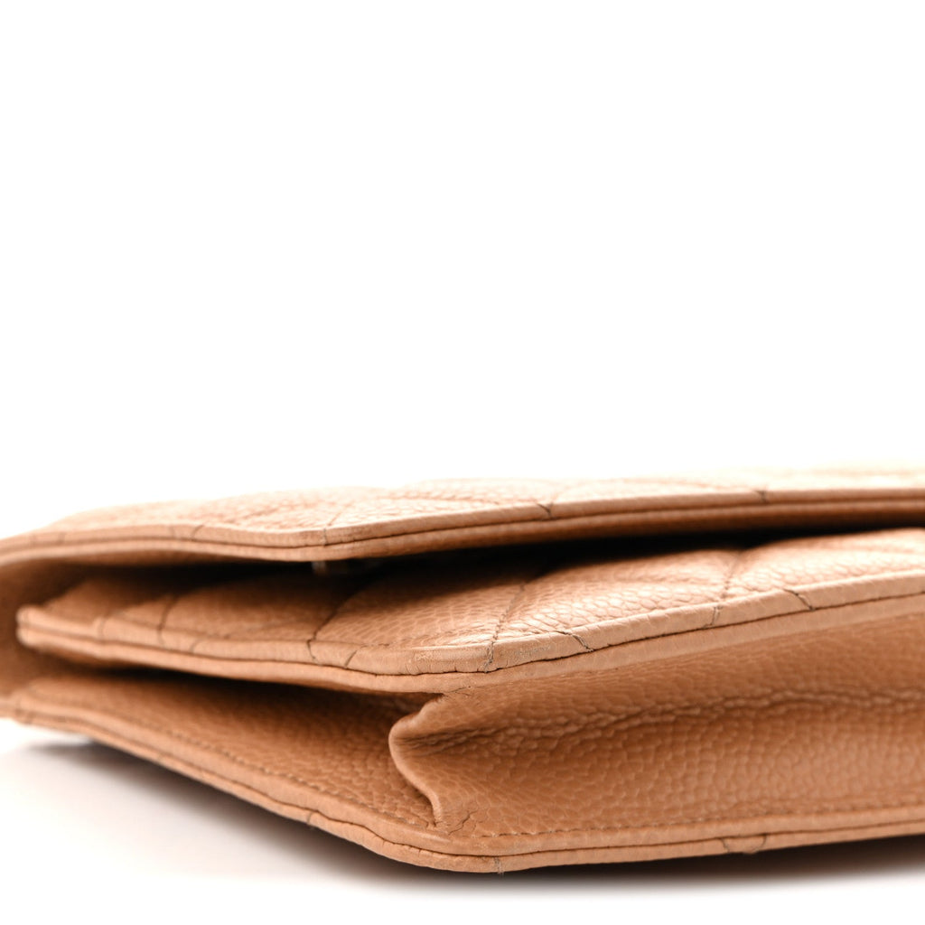 Caviar Quilted Wallet on Chain WOC Beige wholesalehk.shop