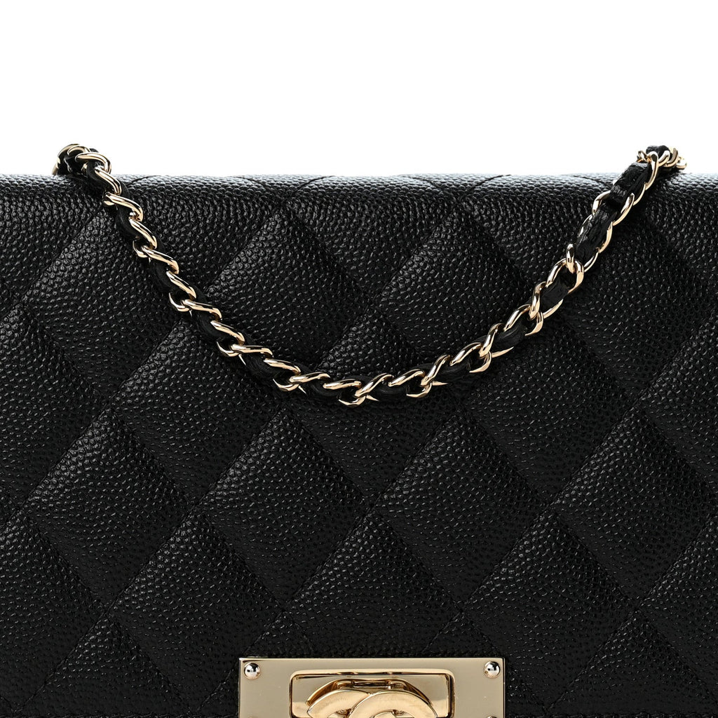 Caviar Quilted Golden Class Wallet On Chain WOC Black wholesalehk.shop
