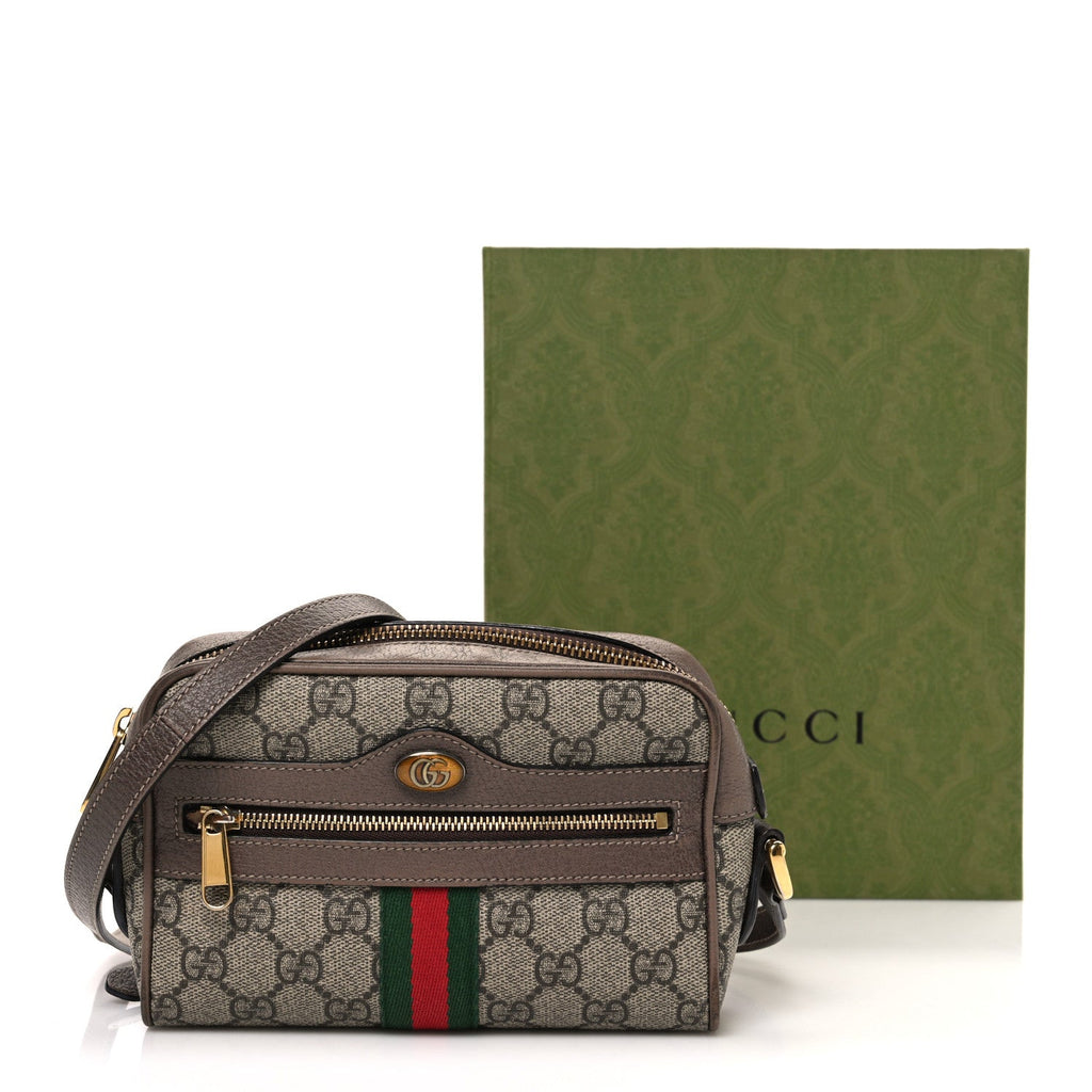 GG Supreme Monogram Web Mini Ophidia Shoulder Bag Brown wholesalehk.shop