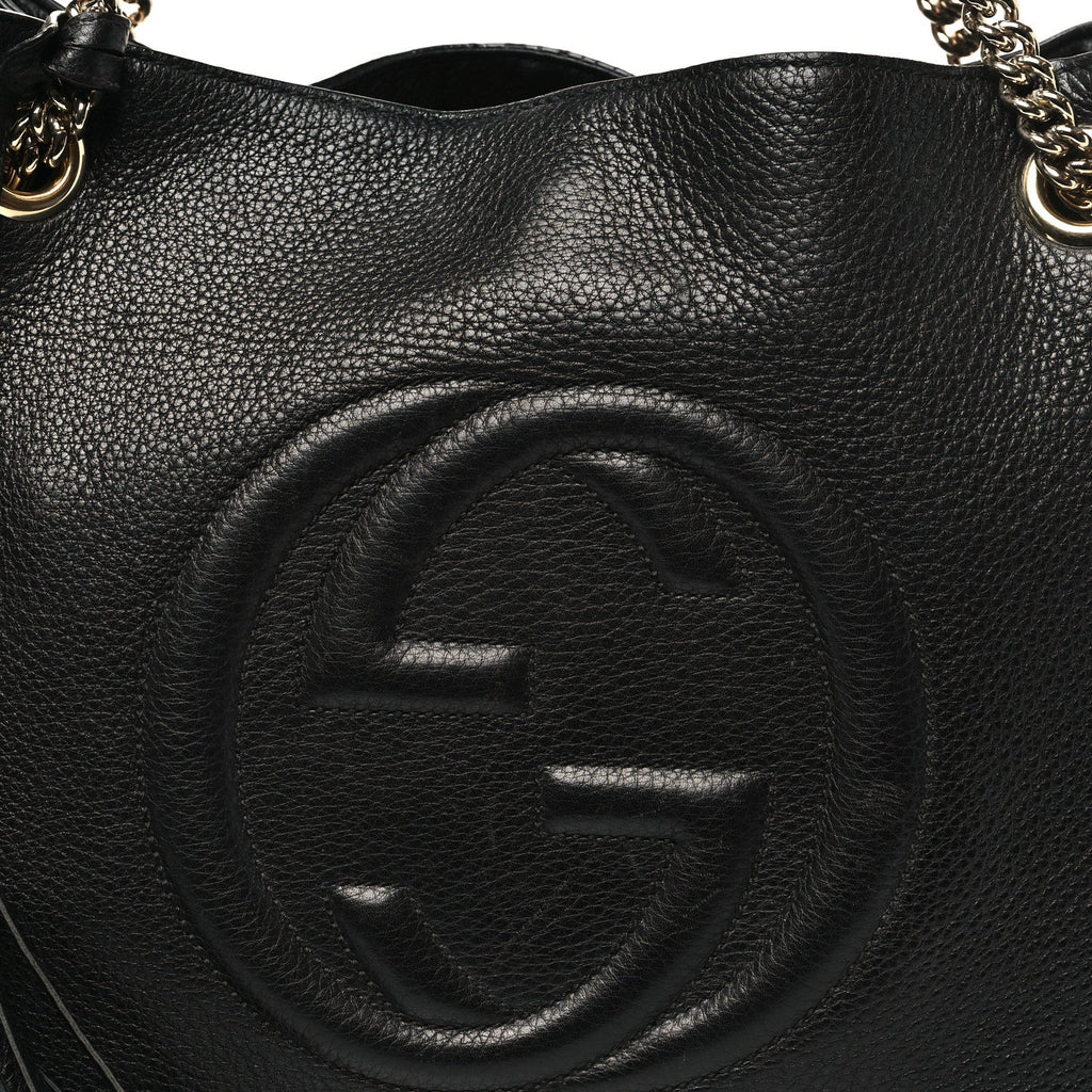 Pebbled Calfskin Medium Soho Chain Shoulder Bag Black wholesalehk.shop