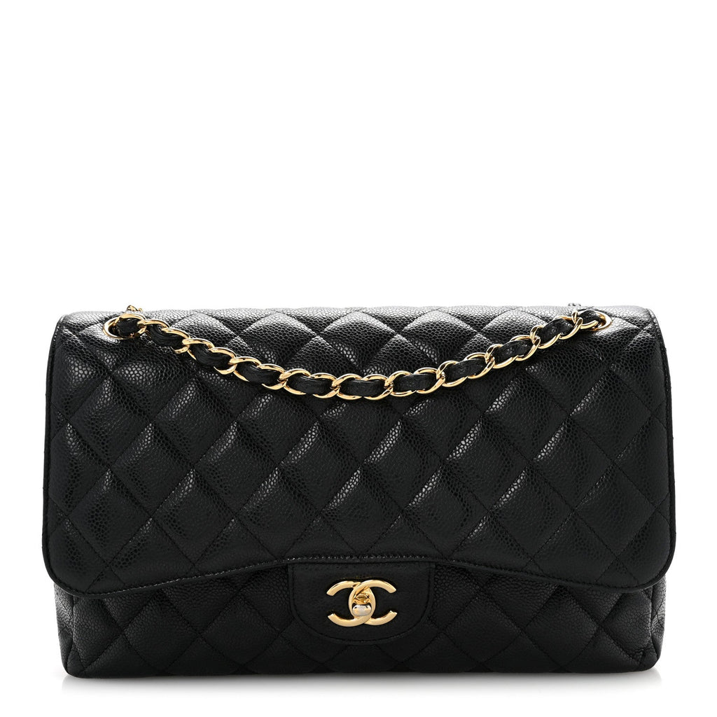 Caviar Quilted Jumbo Double Flap Black wholesalehk.shop