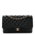 Caviar Quilted Jumbo Double Flap Black wholesalehk.shop