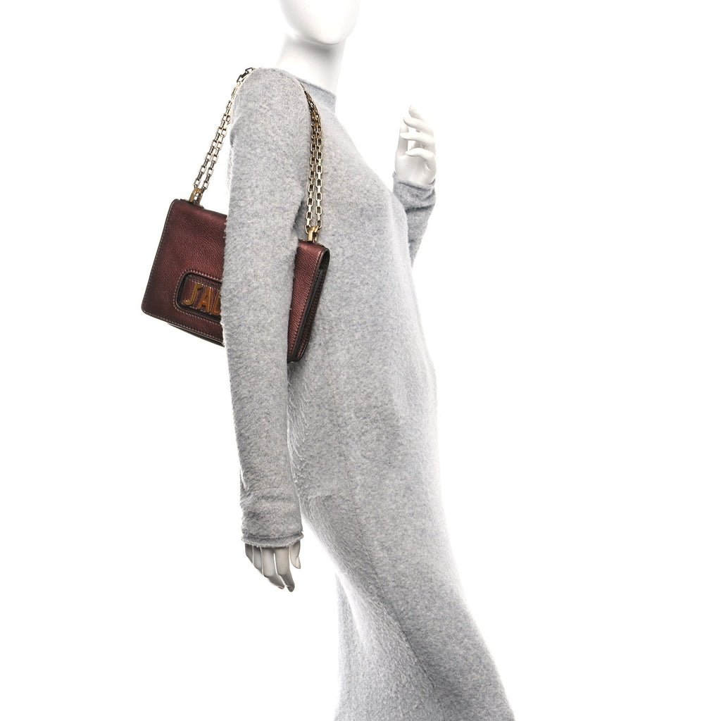Metallic Calfskin J'Adior Chain Flap Bag Noisette wholesalehk.shop