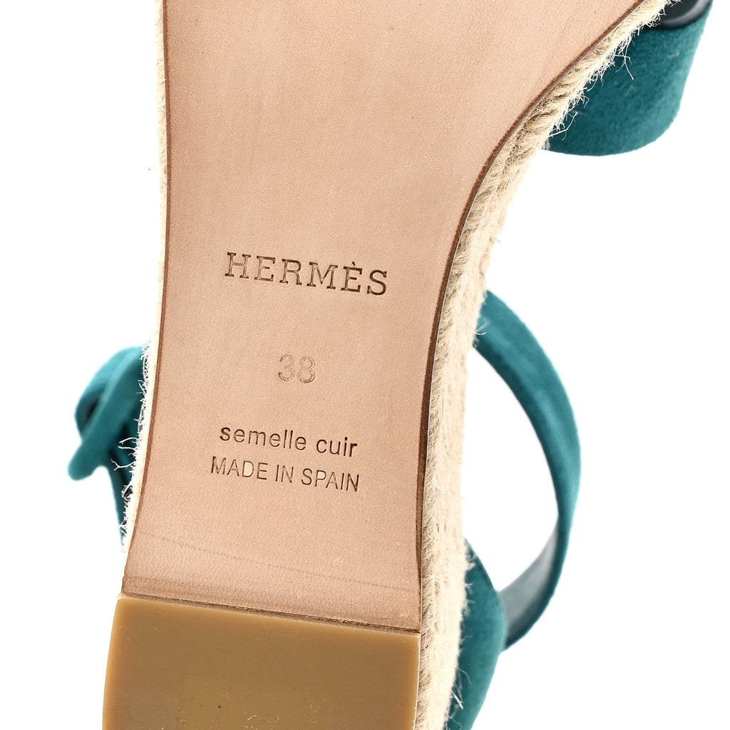 Suede Goatskin Elda Espadrille Wedge Sandals 38 Vert Oxford wholesalehk.shop