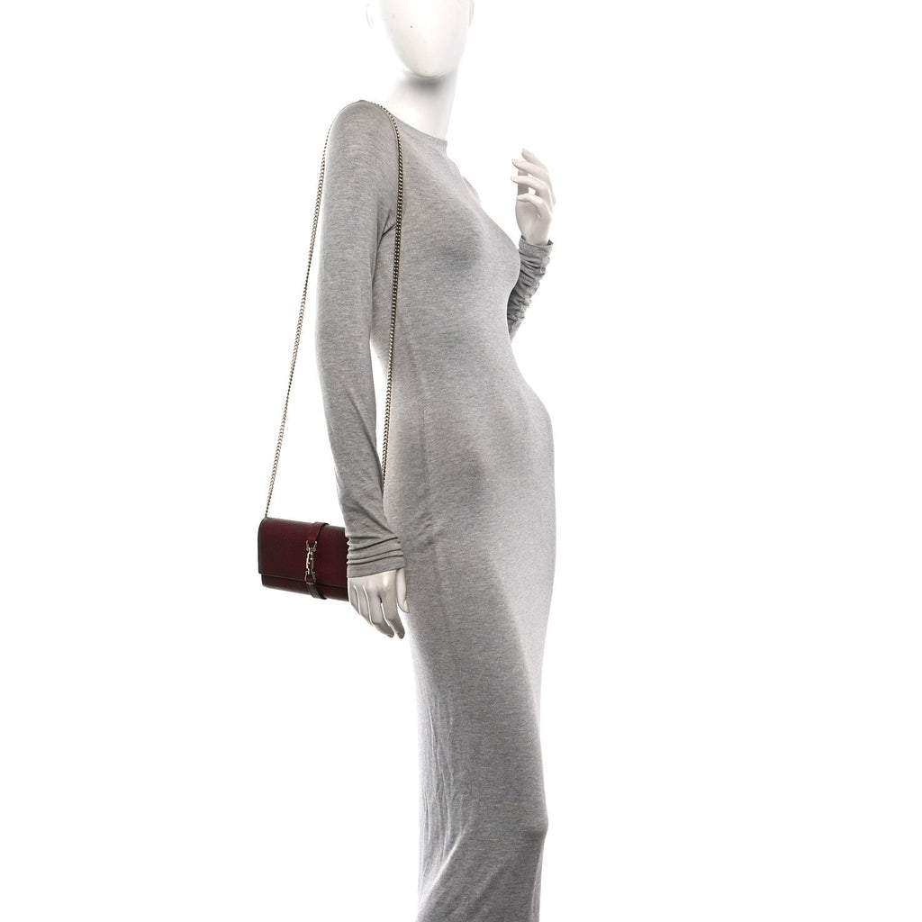 Pebbled Calfskin Jackie 1961 Chain Wallet Burgundy £¨ Direct shipment via from wholesalehk.shop