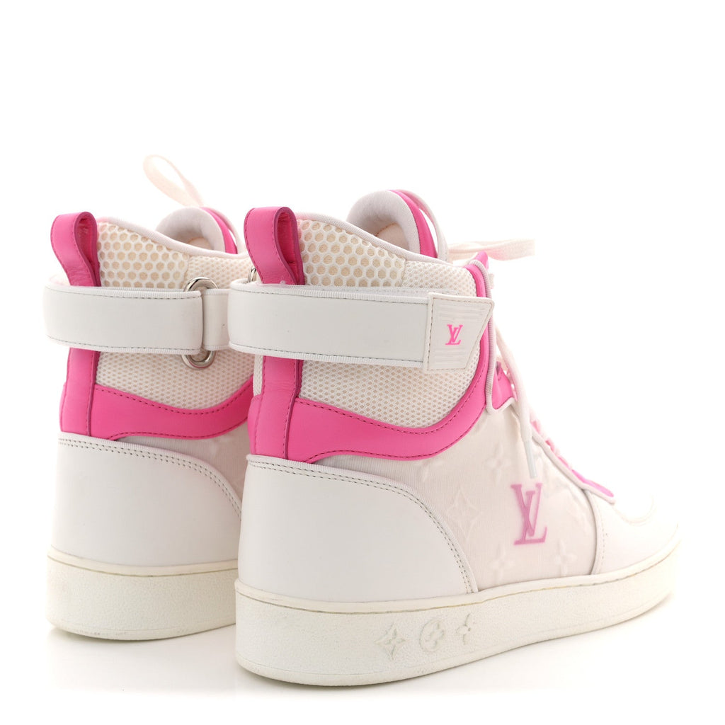 Calfskin Nylon Mesh Monogram Womens Boombox High Top Sneakers 39 White Pink £¨ Direct shipment via from wholesalehk.shop
