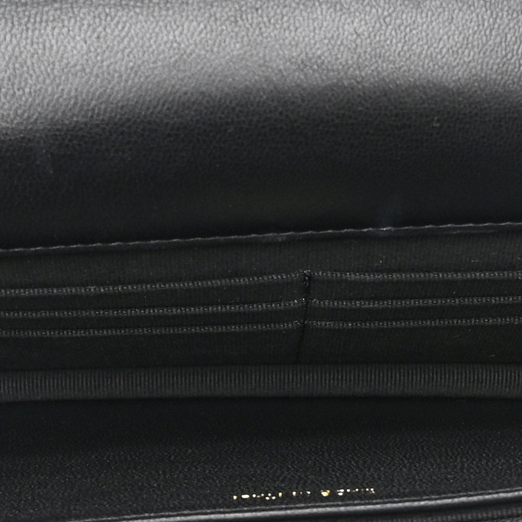 Lambskin Quilted Trendy CC Wallet On Chain WOC Black wholesalehk.shop