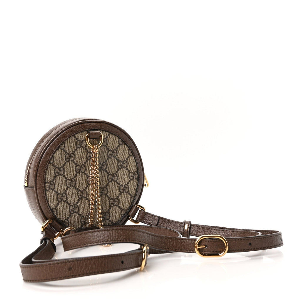 GG Supreme Monogram Web Mini Ophidia Round Backpack Brown wholesalehk.shop