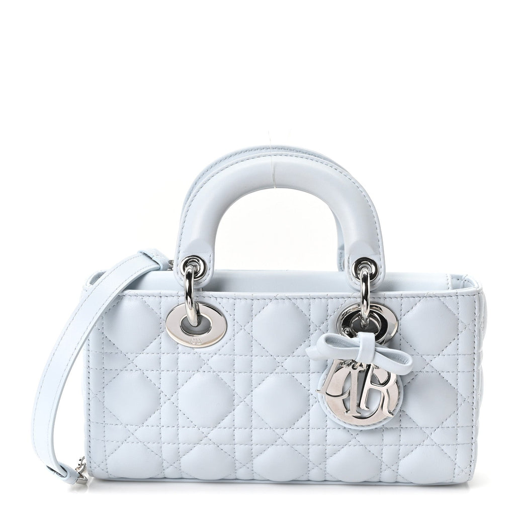 Lambskin Cannage Small Lady D-Joy Light Blue wholesalehk.shop