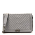 Caviar Chevron Quilted Boy Wallet On Chain WOC Grey wholesalehk.shop