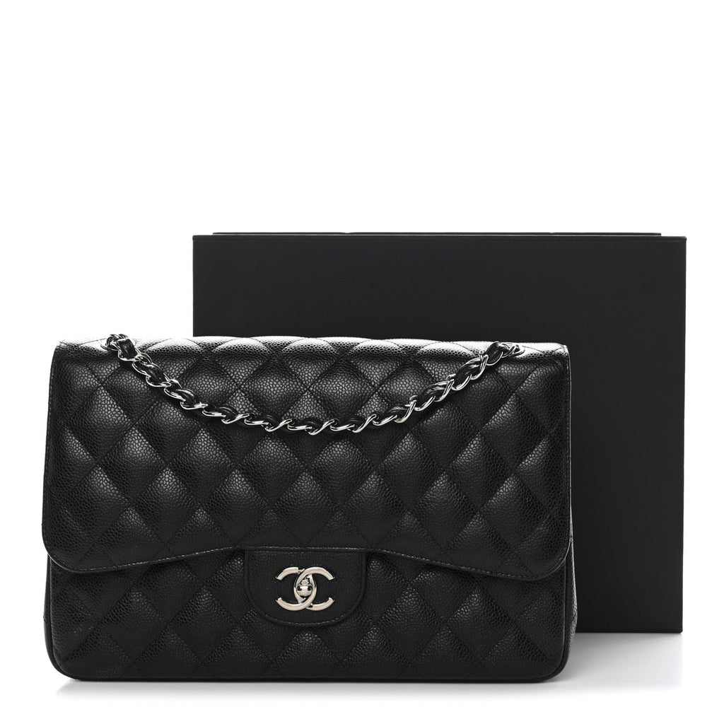 Caviar Quilted Jumbo Double Flap Black wholesalehk.shop