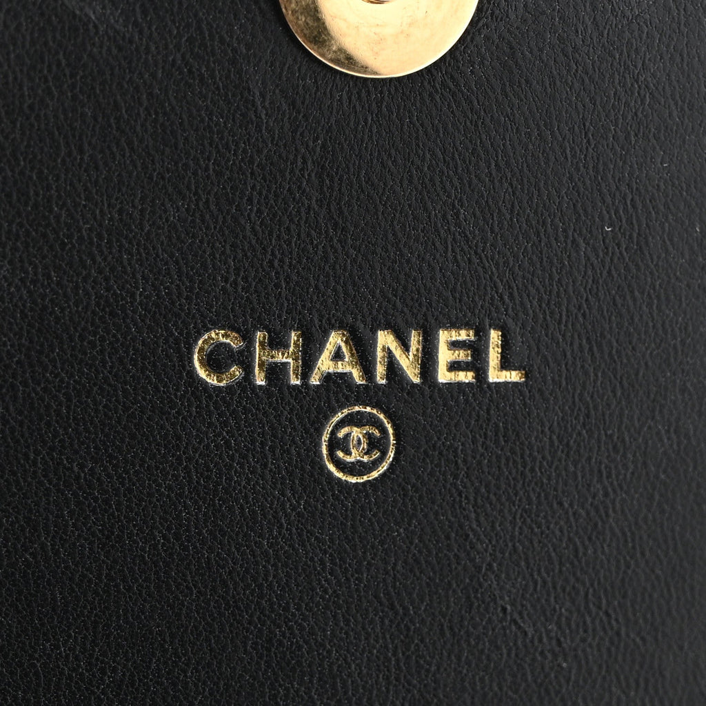 Lambskin Resin Quilted Mini Wallet On Chain WOC Black wholesalehk.shop