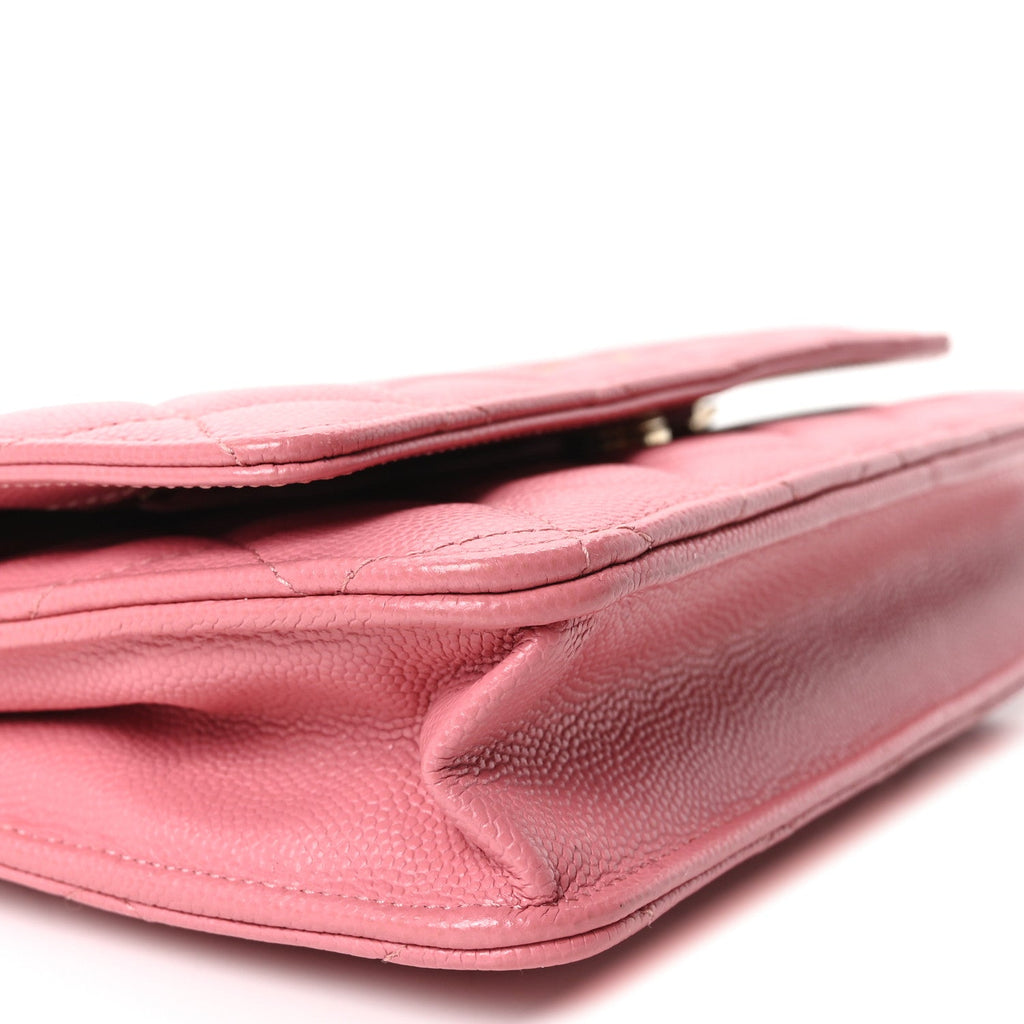 Caviar Quilted Wallet on Chain WOC Light Pink wholesalehk.shop