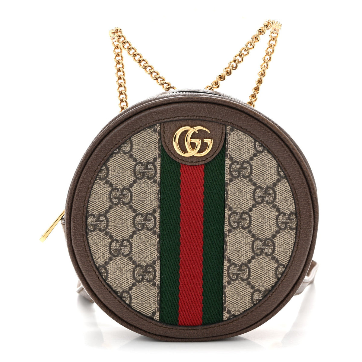 GG Supreme Monogram Web Mini Ophidia Round Backpack Brown wholesalehk.shop