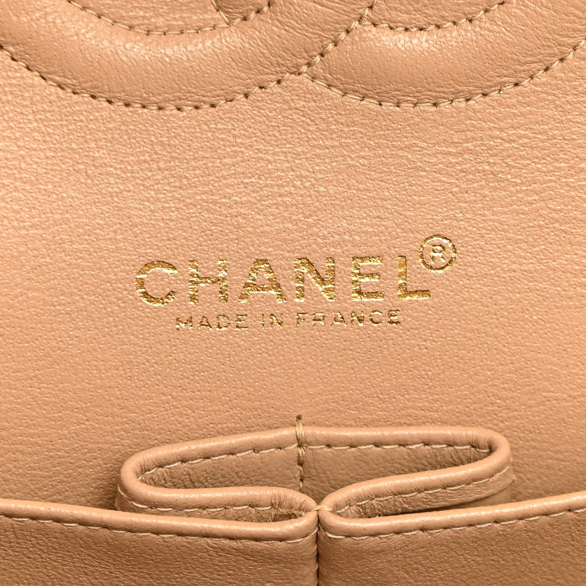 Lambskin Quilted Medium Double Flap Beige wholesalehk.shop