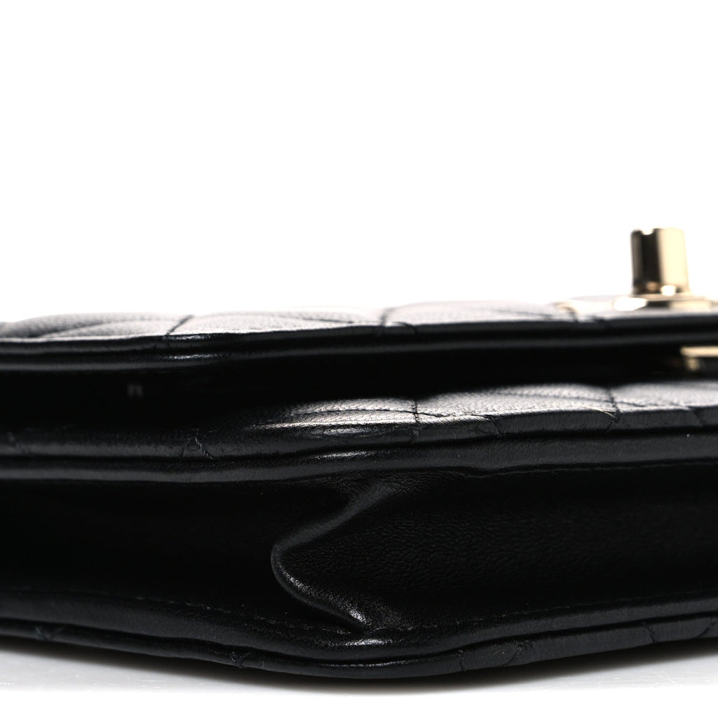 Lambskin Quilted Trendy CC Wallet On Chain WOC Black wholesalehk.shop