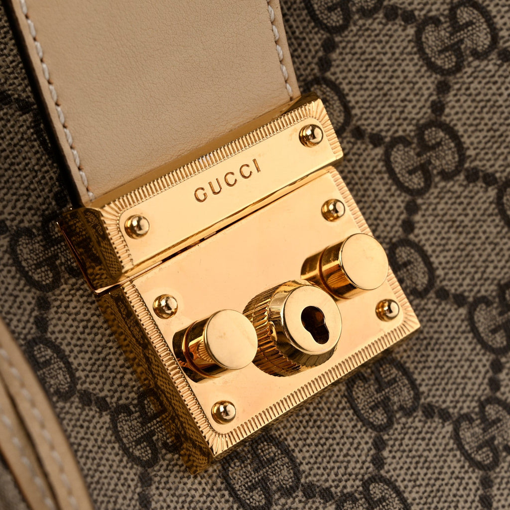GG Supreme Monogram Medium Padlock Tote White £¨ Direct shipment via from wholesalehk.shop