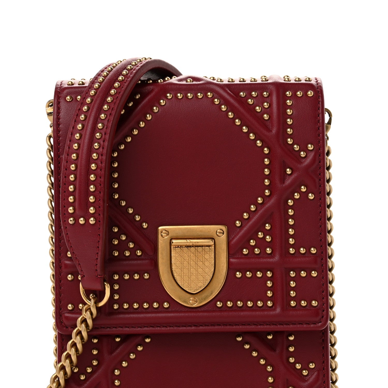 Lambskin Studded Vertical Diorama Spicy Red ¡§ Direct shipment via from wholesalehk.shop