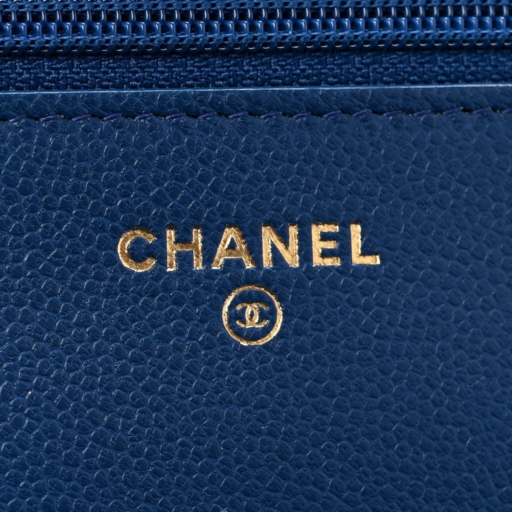 Caviar Quilted Boy Wallet On Chain WOC Dark Blue wholesalehk.shop