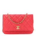 Lambskin Quilted CC Pearl Crush Wallet on Chain WOC Red wholesalehk.shop