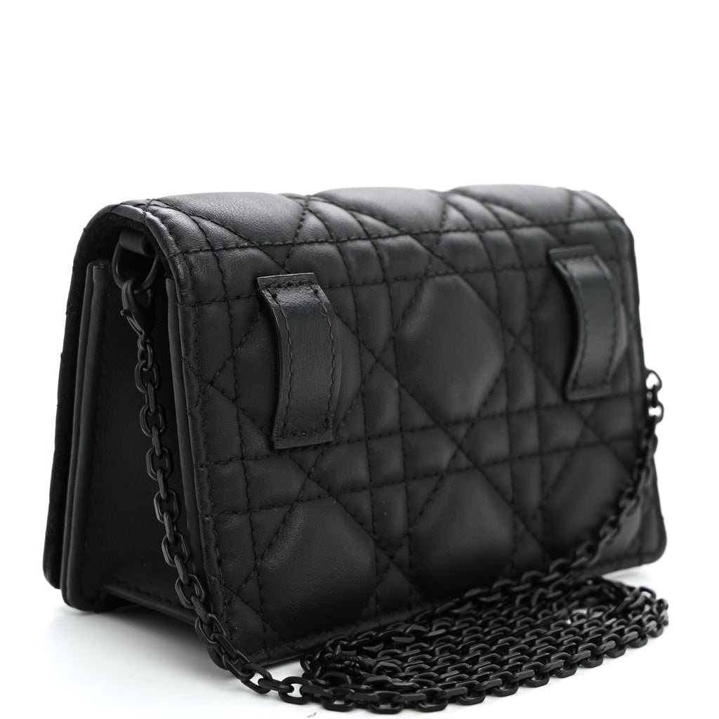 Ultra Matte Calfskin Cannage Nano Lady Dior Pouch Black wholesalehk.shop