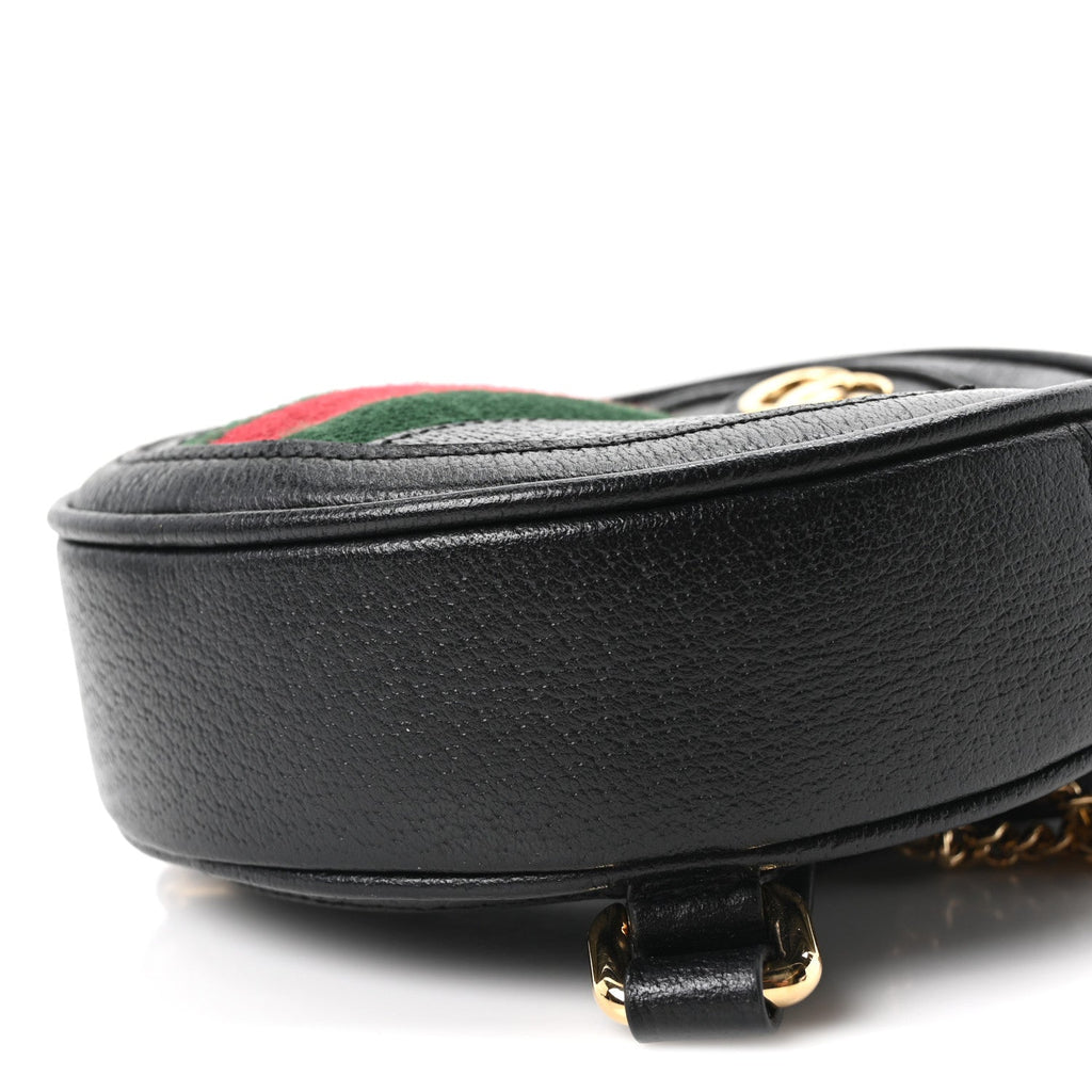 Grained Calfskin Web Mini Ophidia Round Backpack  Black wholesalehk.shop