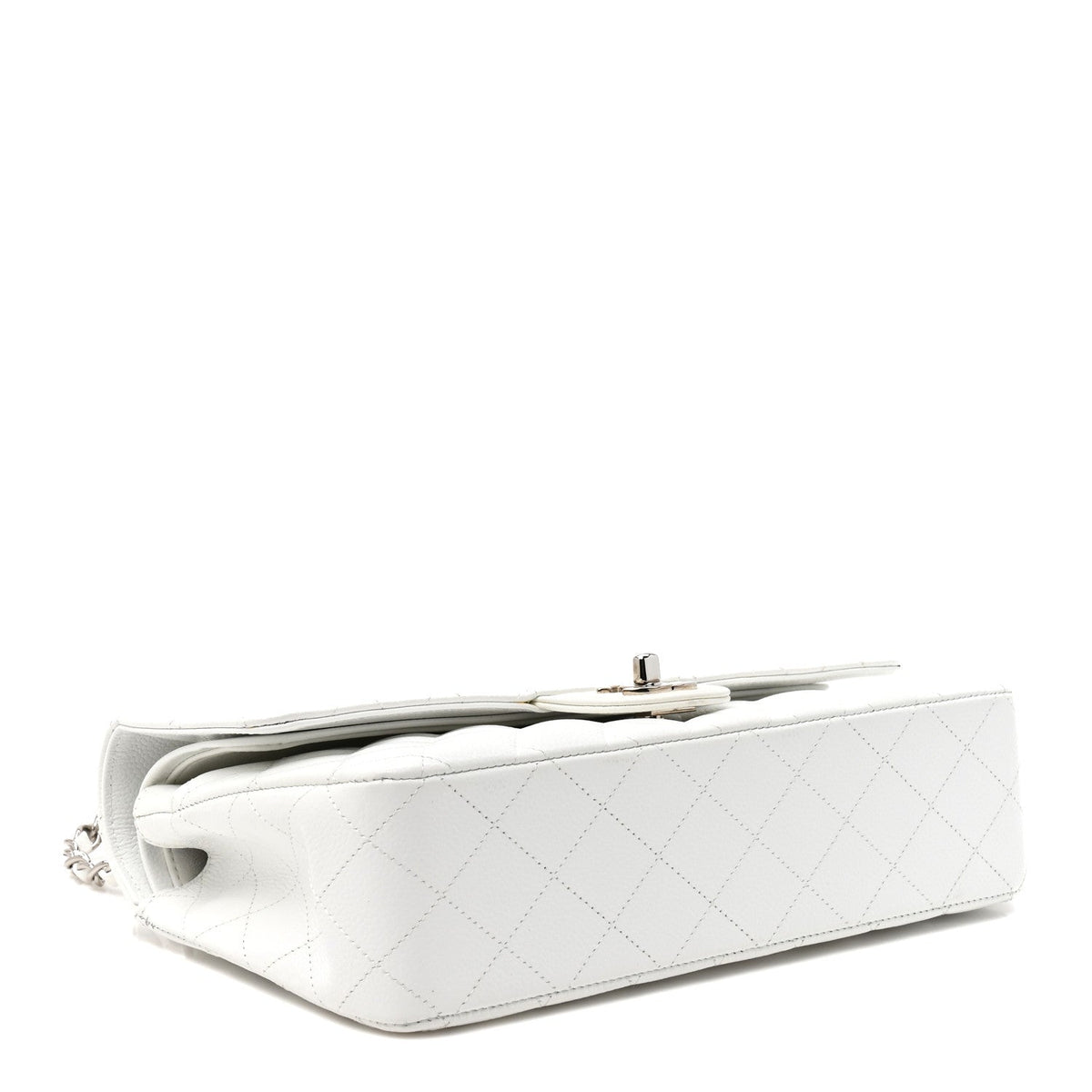 Caviar Quilted Medium Double Flap White wholesalehk.shop