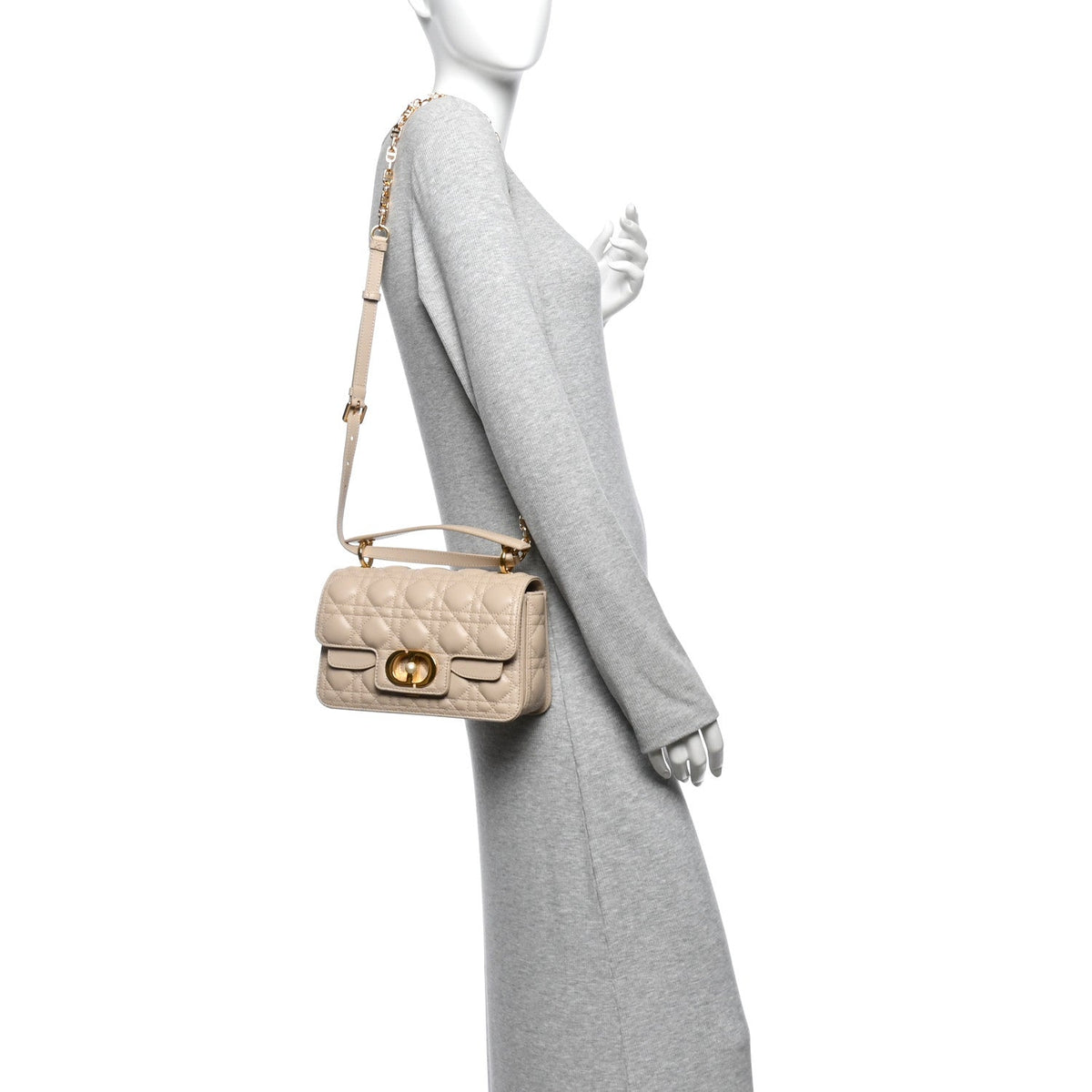 Calfskin Cannage Small Jolie Top Handle Bag Powder Beige wholesalehk.shop