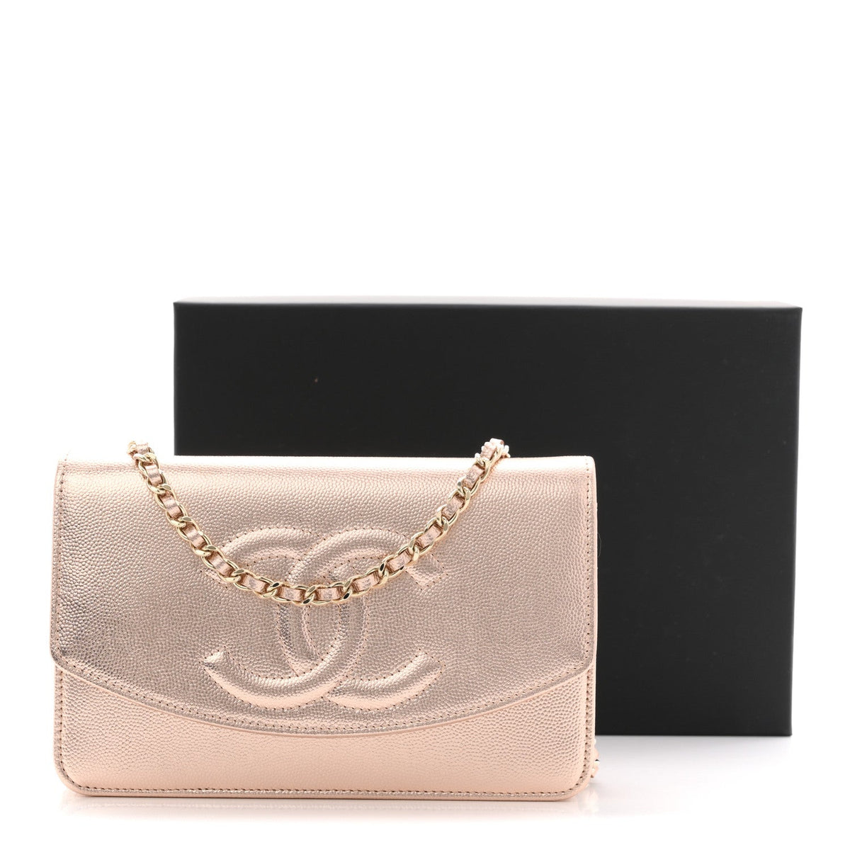 Metallic Caviar Timeless CC Wallet On Chain WOC Copper wholesalehk.shop