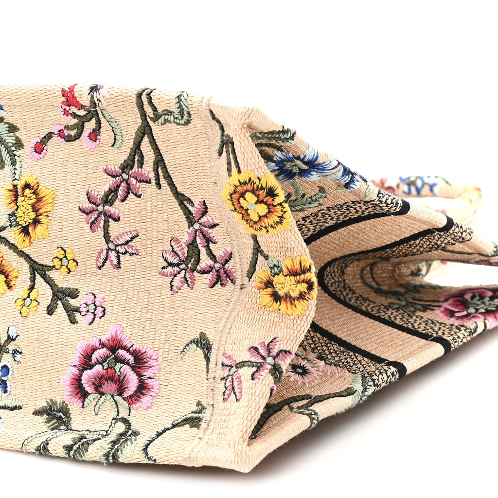 Raffia Embroidered Petites Fleurs Medium Book Tote Natural £¨ Direct shipment via from wholesalehk.shop