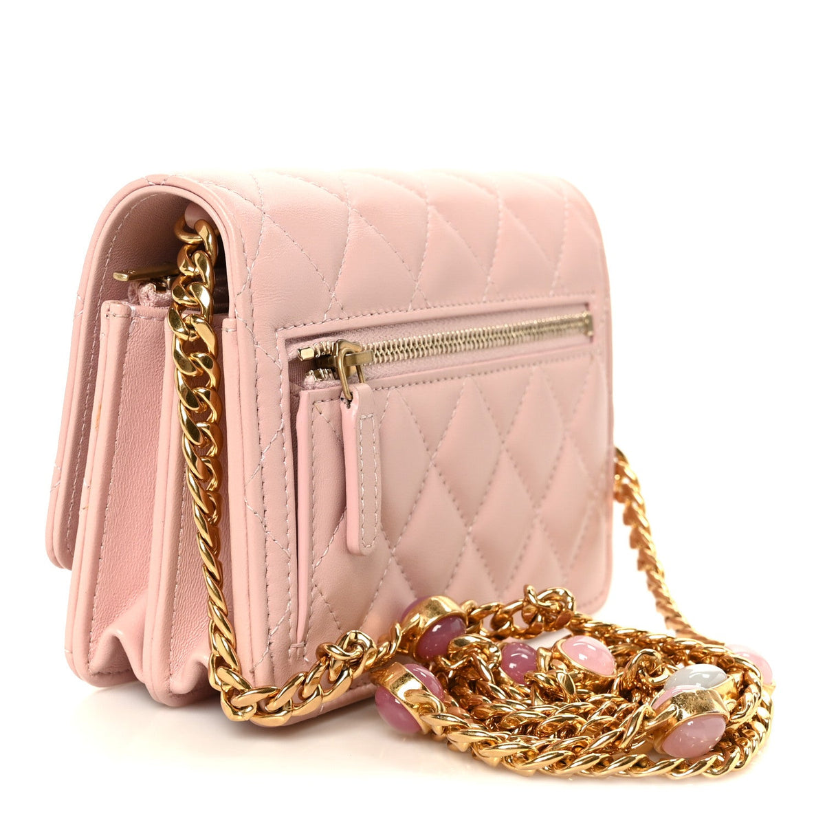 Lambskin Quilted CC Pearl Enamel Clutch on Chain WOC Light Pink wholesalehk.shop