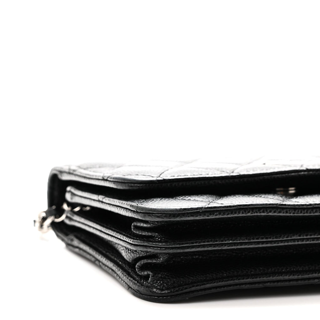 Caviar Quilted Mini Wallet On Chain WOC Black wholesalehk.shop