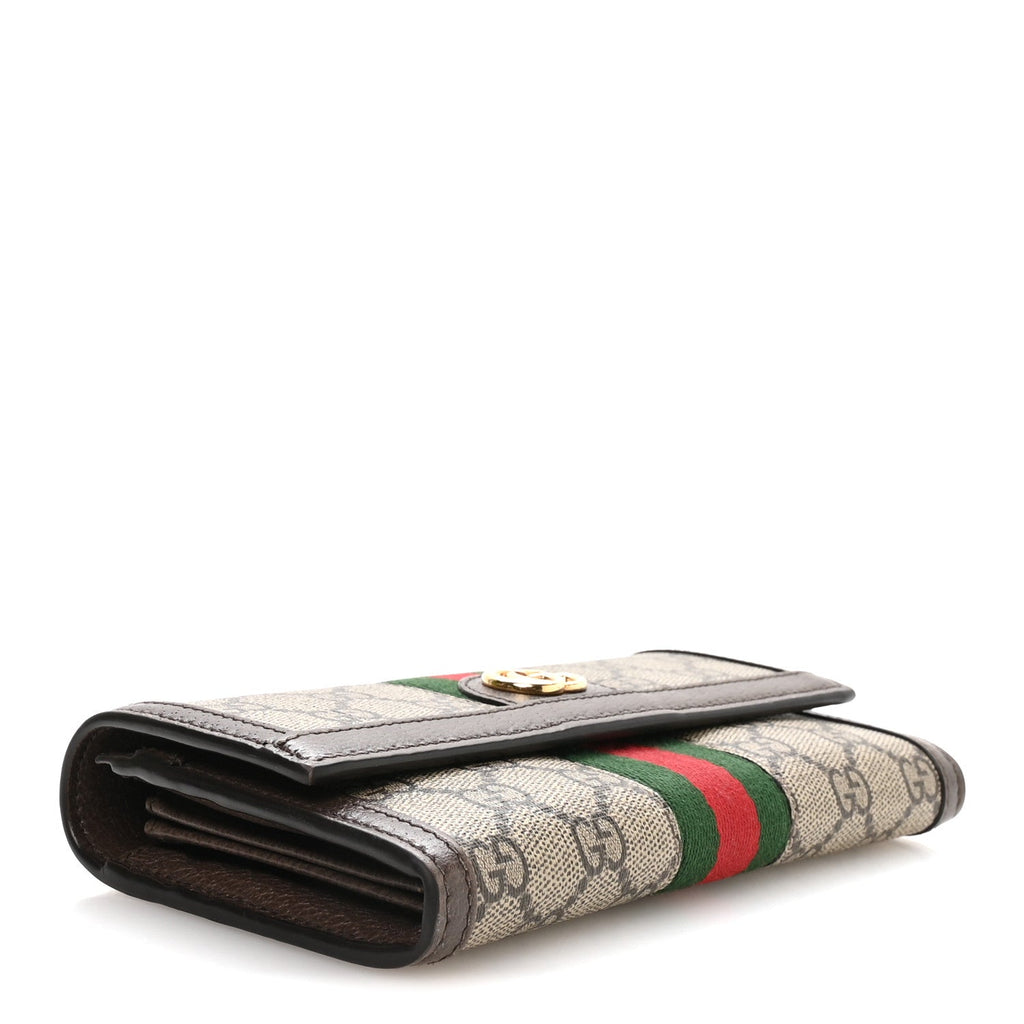 GG Supreme Monogram Web Ophidia Continental Wallet Brown wholesalehk.shop
