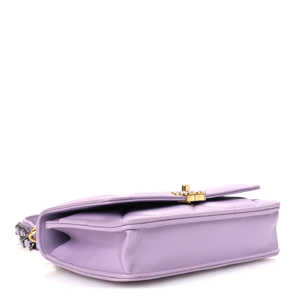Lambskin Quilted Chanel 19 Wallet On Chain WOC Light Purple wholesalehk.shop