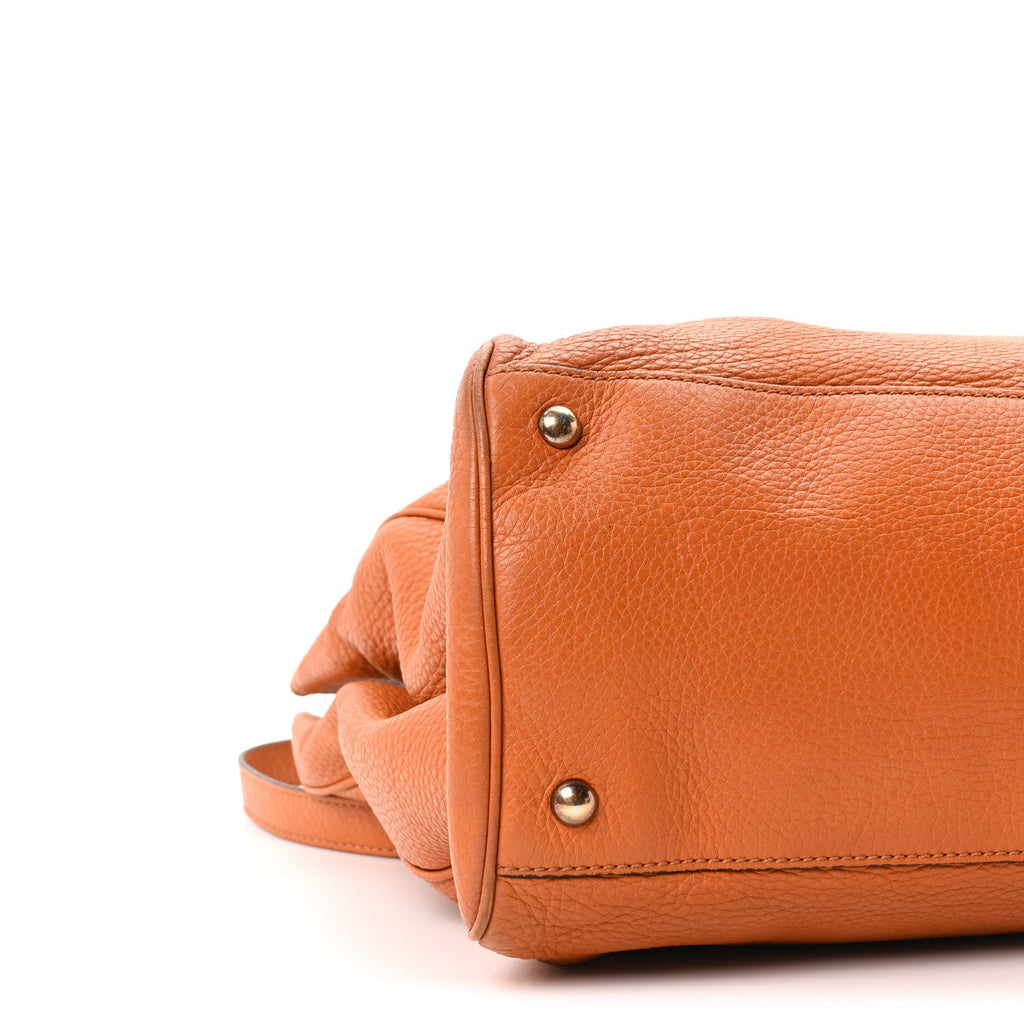 Cellarius Calfskin Large Bamboo Shopper Tote Orange wholesalehk.shop